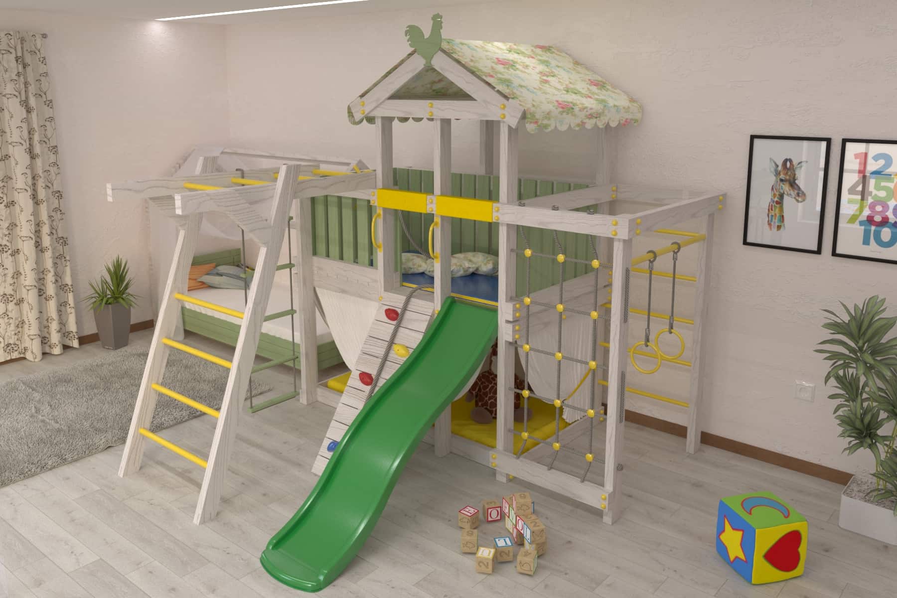 детские комплексы для дома с кроватью