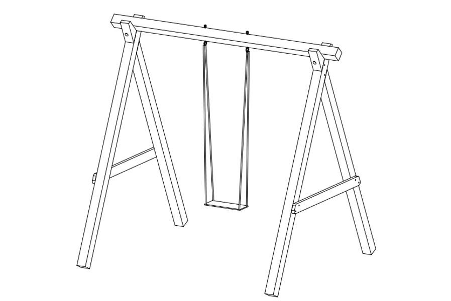 Чертеж качели для дачи из бруса