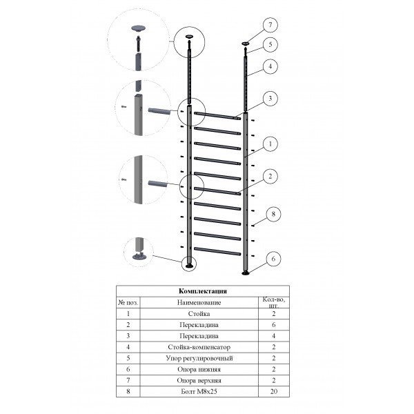Схема сборки спортивной стенки