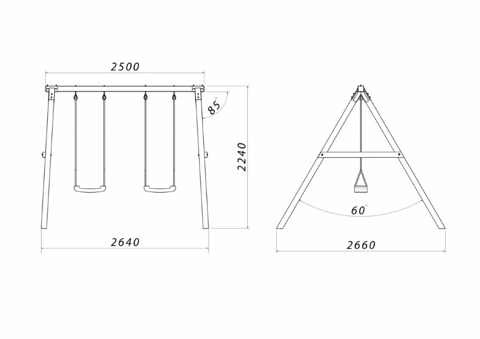 Размеры качелей для дачи своими руками