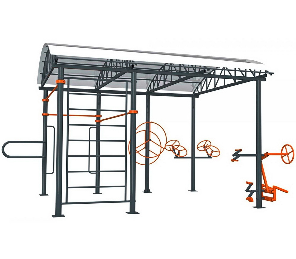 Навес с тренажерами УТИ002 купить по доступной цене | Уличные тренажеры и  другие группы товаров в интернет-магазине Air-Gym.ru
