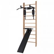 Шведская стенка Дуб с турником-брусьями-пресс и доской для пресса, фото 1