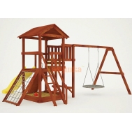 Детская площадка Савушка Мастер 2 с качелями Гнездо 1 метр (Махагон)