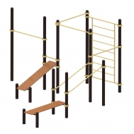 Параворкаут, комплекс с двумя скамьями YSKi.003