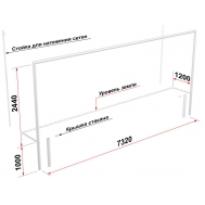 Ворота футбольные со стойками натяжения сетки, разборные (7,32х2,44 м) (15.104.1)