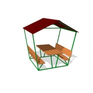 Стол уличный со скамьями и навесом ZION (СП018)