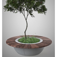 Скамья бетонная круглая с цветником С-67