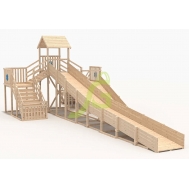 Зимняя деревянная горка IgraGrad Snow Fox 12 м две лестницы, без окраски