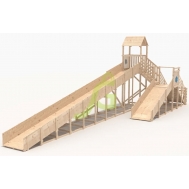 Зимняя деревянная горка IgraGrad Snow Fox 12 м с двумя скатами, без окраски