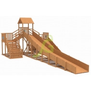 Зимняя деревянная горка Snow Fox 12 м с двумя скатами (две лестницы)
