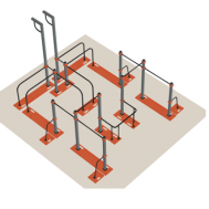 W-1.3 Каскад турников с рукоходом и канатной вышкой мобильный, фото 1