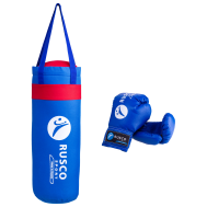 Набор для бокса Rusco, 6oz, кожзам, синий, фото 1