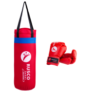 Набор для бокса Rusco, 4oz, кожзам, красный, фото 1