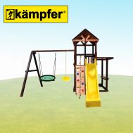 Спортивно-игровой комплекс Kampfer Game Castle (№2 Ореховый горка желтая и синее гнездо и синяя лиана), фото 1