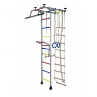 Спортивный комплекс Крепыш Т-образный с навесным турником (Серый/ПВХ/Только желтые), фото 1