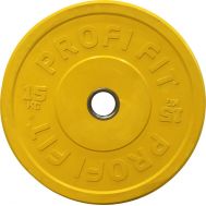 Диск для штанги каучуковый, желтый D-51, 15 кг, фото 1