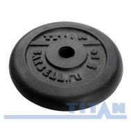 Диск для грифа Титан, обрезиненный черный, 26 мм, 5 кг, фото 1