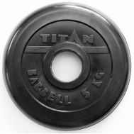 Диск для грифа Титан, обрезиненный черный, 5 кг, фото 1