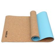 Коврик для йоги и фитнеса Atemi, AYM043, TPE, пробка, 173х61х0,4 см, бирюзовый, фото 1