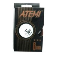 Мячи для настольного тенниса Atemi 3* белые, 6 шт, фото 1