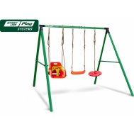 Качели SLP SYSTEMS 3 секции (сиденье с фиксацией + сиденье-диск + «лодочка» красная)