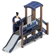 ПАРОВОЗИК (серо-синий) детский игровой комплекс ДИК 1.03.5.01-14 (H=750)