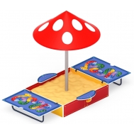 Песочница АЗБУКА с крышкой и грибком (крупная) ИО 5.01.10-05