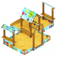 Песочный дворик двойной с навесом большой (Коты) ИО 6.01.03-03