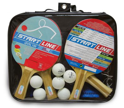 Набор START LINE: 4 Ракетки Level 100, 6 Мячей Club Select, Сетка с креплением, упаковано в сумку на молнии с ручкой, фото 1
