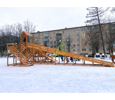 Зимняя деревянная горка Snow Fox 12 м с двумя скатами (две лестницы), фото 14