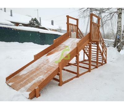 Зимняя деревянная горка IgraGrad Snow Fox Start, скат 4 м, фото 7