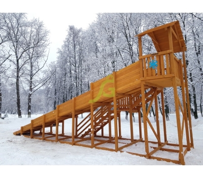 Зимняя деревянная горка Snow Fox (домик), скат 10 м, фото 4