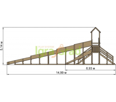 Зимняя деревянная горка IgraGrad Snow Fox 12 м две лестницы, без окраски, фото 9