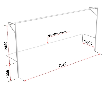 Ворота футбольные стационарные с консолью для натяжения сетки (7,32х2,44 м) (15.100)