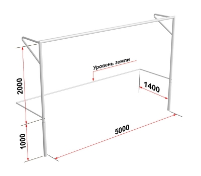 Ворота футбольные с консолями для натяжения сетки, разборные (5х2 м) (15.101.1)