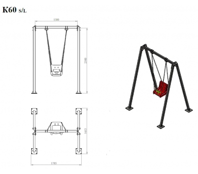 Качели детские с сиденьем со спинкой Air Gym YK60S, фото 3