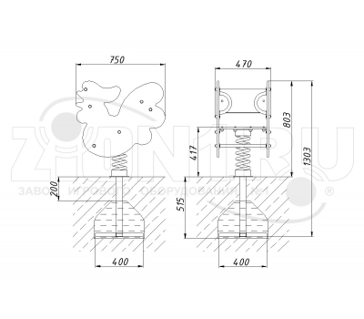 Качалка на пружине ZION Петушок У1 (КЧ068), фото 1