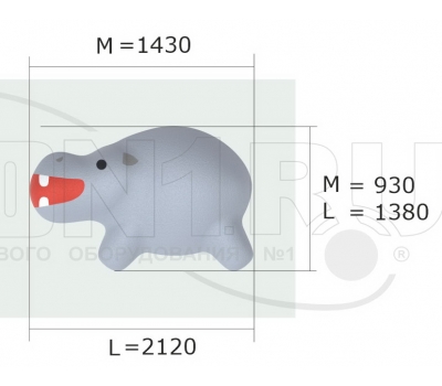 Резиновая фигура ZION Бегемот (для парков и детских площадок), фото 1