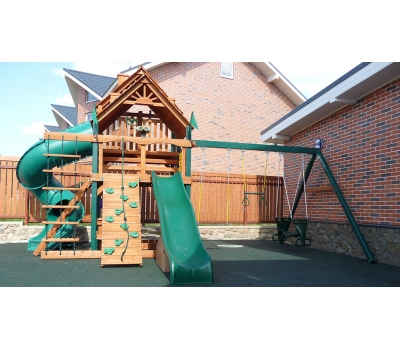 Детская деревянная игровая площадка ГОРЕЦ с высоким двухуровневым фортом, фото 5