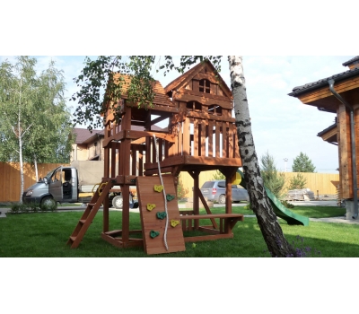 Детский деревянный игровой комплекс ПАНОРАМА с двухуровневым домиком, фото 7