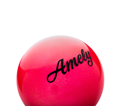 Мяч для художественной гимнастики AGB-102, 19 см, красный, с блестками, фото 2