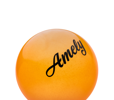 Мяч для художественной гимнастики AGB-102, 19 см, оранжевый, с блестками, фото 2