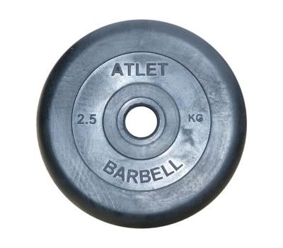 Диск обрезиненный d 31 мм черный 2,5 кг Atlet, фото 1