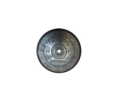 Диск обрезиненный d 31 мм черный 20 кг Atlet, фото 1