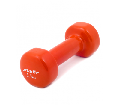 Гантель виниловая STARFIT DB-101 1,5 кг, оранжевая (1 шт.) 1/12, фото 1