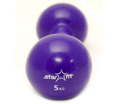 Гантель виниловая STARFIT DB-102 5 кг, фиолетовая (1 шт.) 1/4, фото 1