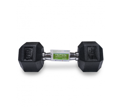 Гантель обрезиненная STARFIT DB-301  6 кг, черная 1/2, фото 1