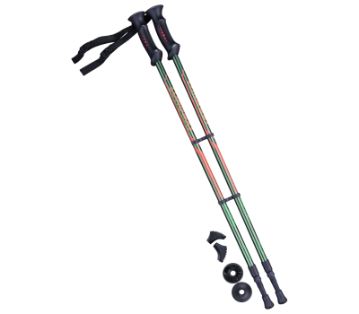 Палки для скандинавской ходьбы Longway, 77-135 см, 2-секционные, тёмно-зеленый/оранжевый, фото 1