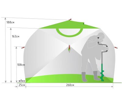 Зимняя палатка ЛОТОС Куб 4 Компакт Термо (лонг) (утепленный тент; стеклокомпозитный каркас), фото 17