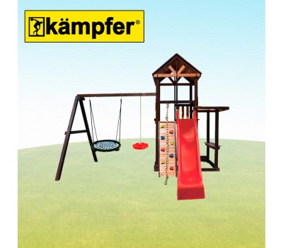 Спортивно-игровой комплекс Kampfer Game Castle (№1 Натуральный горка красная и синее гнездо и красная лиана), фото 8